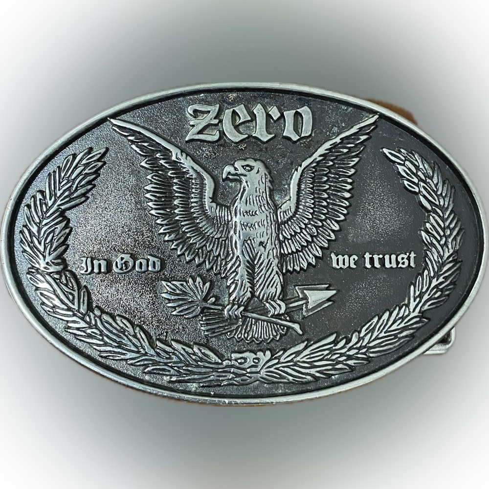 Zero Skateboards "In God We Trust" Pewter Belt Buckle